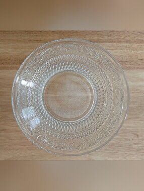 KIG Malaysia Serving Bowl Vintage 1970's Clear Pressed Glass Fleur De Lis Euc